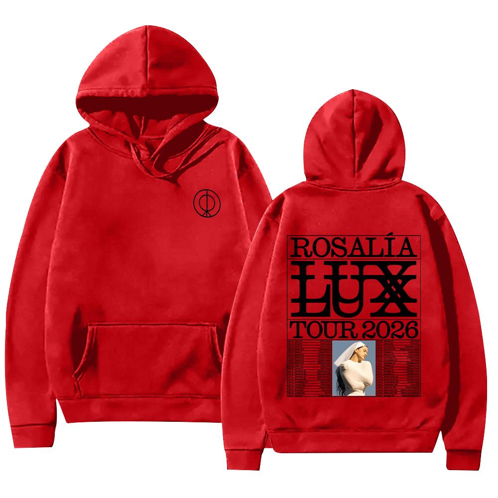 Худи с вырезом Rosalía LUX Худи Rosalía Lux Тур в поддержку альбома Новая одежда с принтом Хип-Хоп Мужская Женская High Street Лонгслив Повседневный Y2K