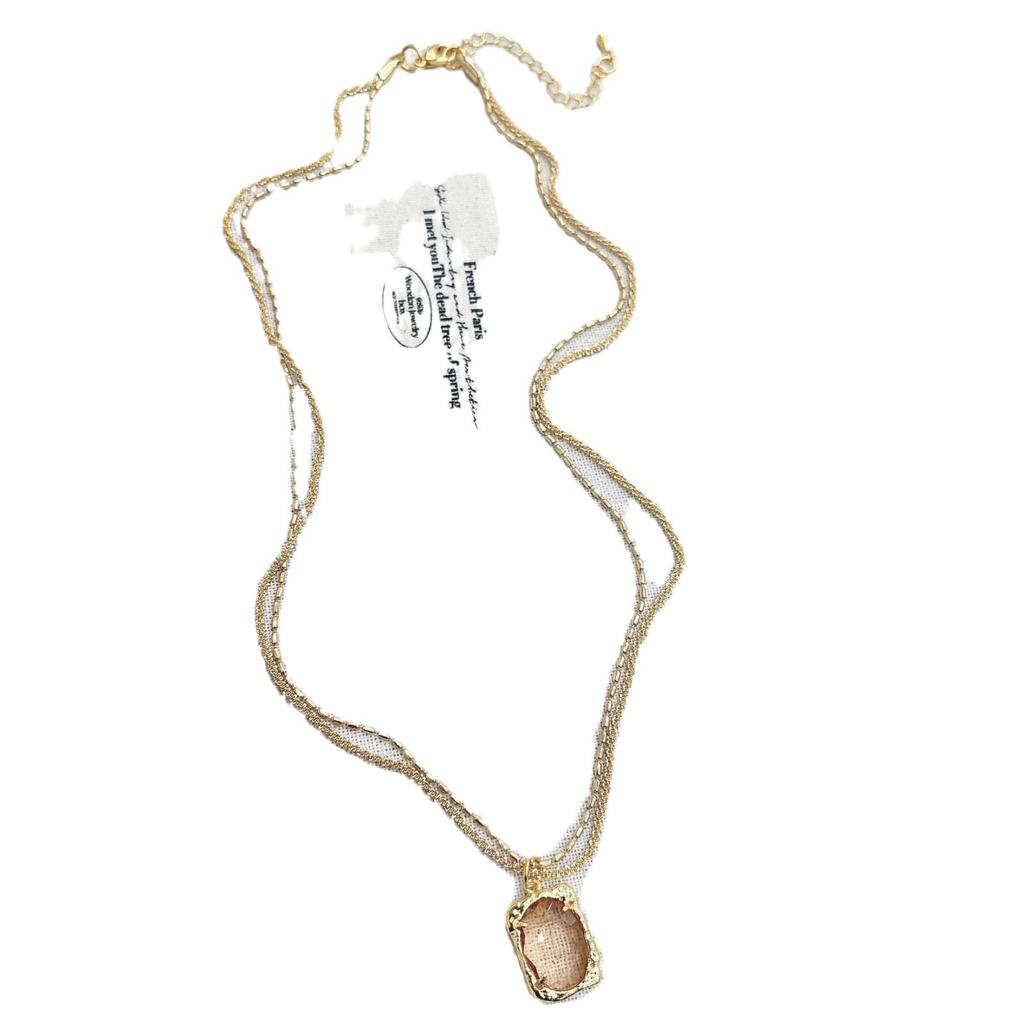 Ожерелье с подвеской «Двойной кристалл Майяра»: Осенне-зимняя ретро-цепочка для свитера высокого класса с нишевым универсальным дизайном ключицы