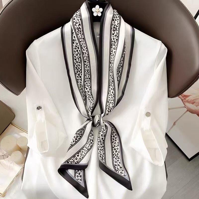 Длинный шейный платок, узкие ленты для волос, шарф, женские модные повязки на голову, шейные платки, напечатанная повязка на голову, симпатичные женские шарфы-сумки 14x145 см
