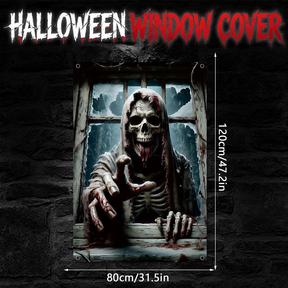 Large Size Fake Window Banner Hanging Design Horror Hanging Cloth Home Decoration
