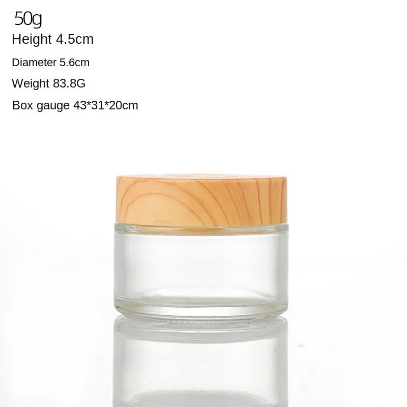 Screw Cap Frosted Glass Cream Jar Wood Grain Lid Scrub Sub-bottling Cream Bottle  Skin Care