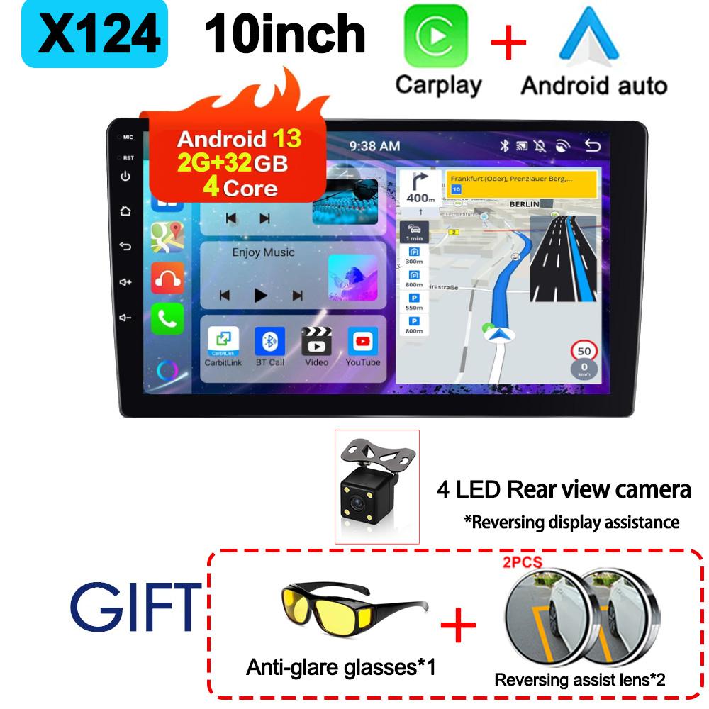 Android13 Автомобильный Радио Стерео 7.9.10 дюймов GPS Приемник Плеер 2G+32G CarPlay Android Auto WIFI/FM 2 din Радио Мультимедийный Плеер