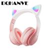 Bluetooth Headphones Head-wearing Cat Ear Gradient Color Light-emitting Game Can Be Foldable and Universal Earphone Computer Headsets