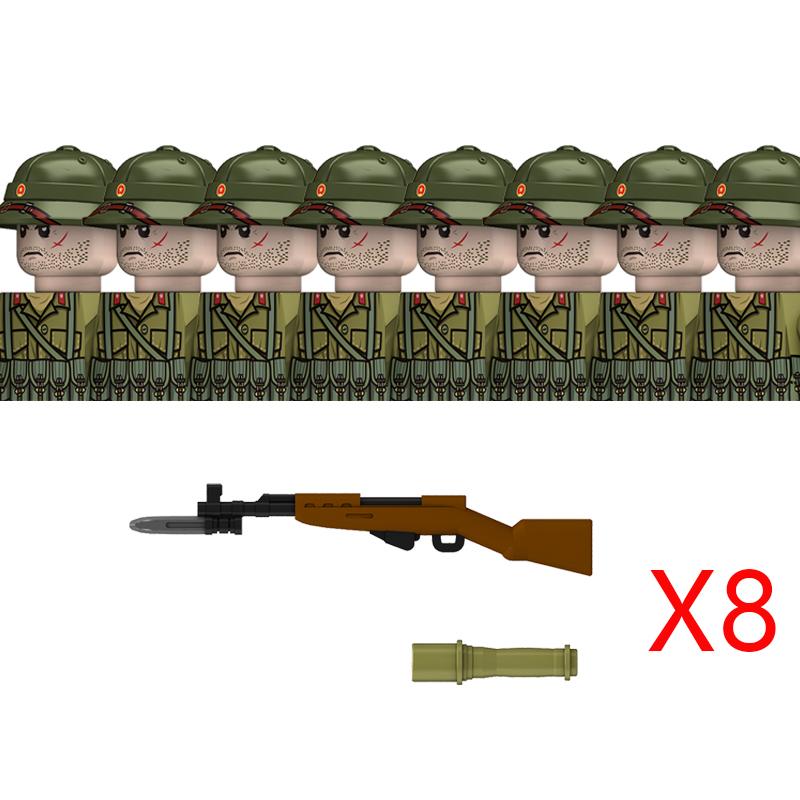 Нетоксичные Moc Вторая мировая война Война во Вьетнаме Военные Солдаты Строительные Блоки Вьетнамская Американская Армия Шлемы Пехоты Оружие Кирпичики Игрушки Дети