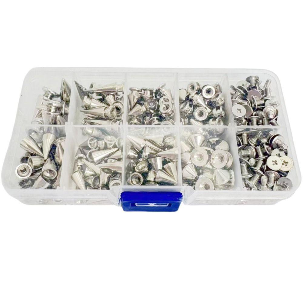 359Pcs Wear-resistant DIY Punk Rivet 8 Sizes Clothing Studs Cone Spikes Kit Leather Accessories