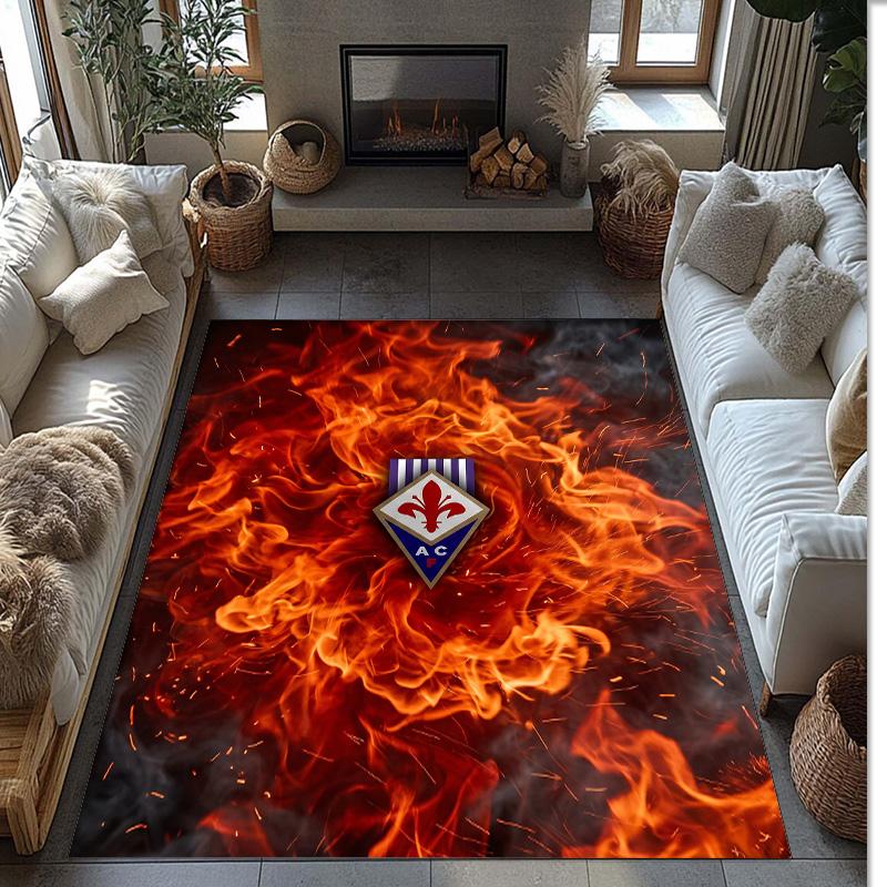 Fiorentina FC Soccer Football Pattern Soft Area Rug Non Slip Indoor Floor Carpet Sports Decor Mat for Bedroom