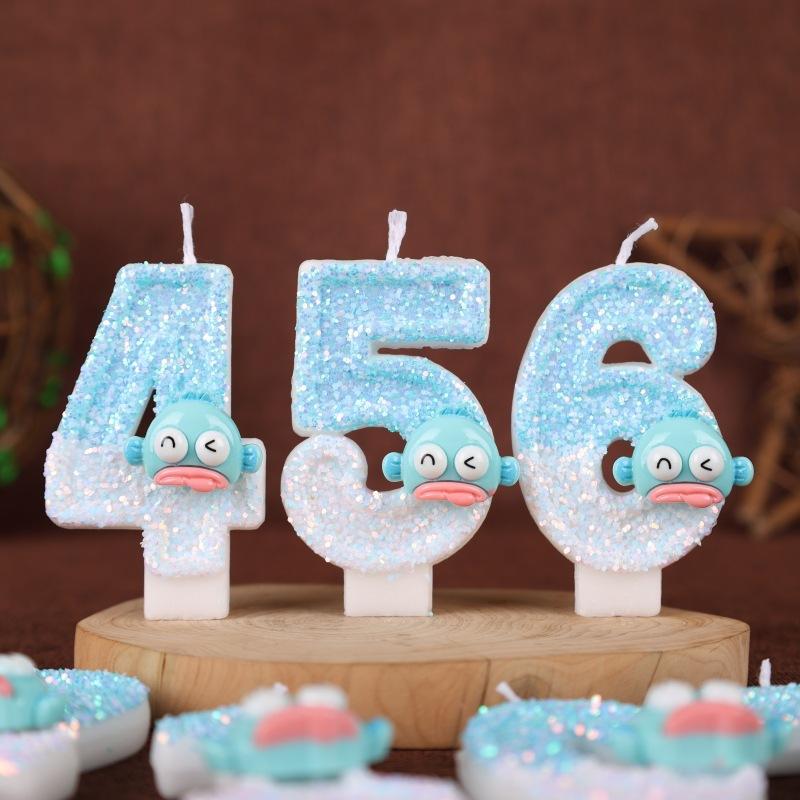 Ugly Fish Cartoon Number Birthday Candle Cake Decoration Holiday Birthday Celebration Handmade Candle 0-9diy