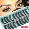 Woman Natural Wispies Lashes 3D Faux Mink Hair Thick Long Eyelashes Extension Tools False Eyelashes