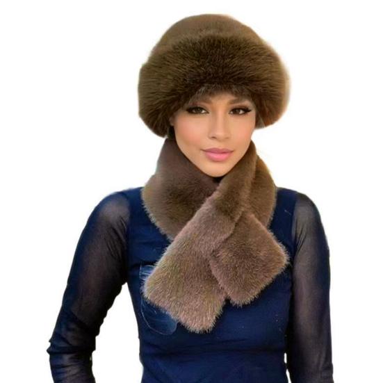 2 Pcs/Set Men Winter Mongolian Hat Neck Warmer Thick Stretchy Solid