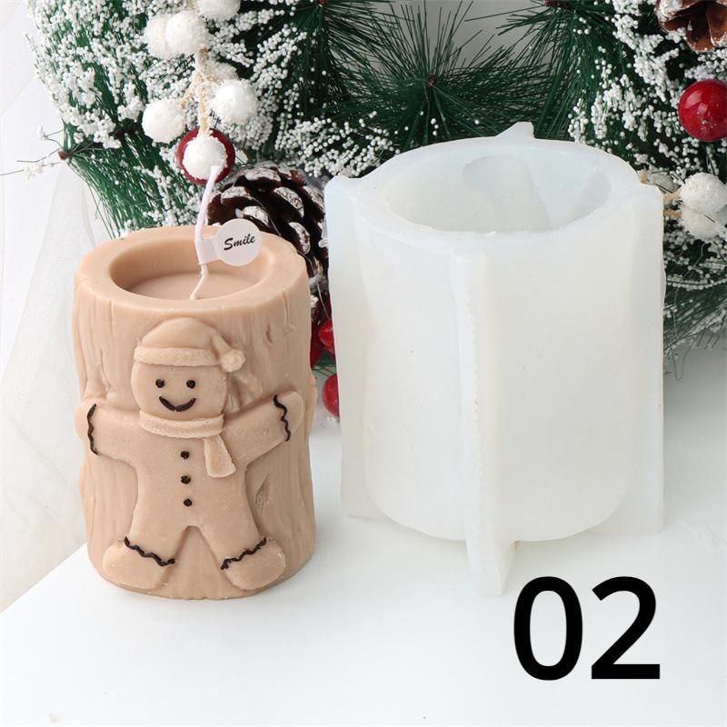 Творческий 3D пень дерева Свеча Силиконовая форма лось снеговик пень дерева Силиконовая форма рождественские украшения формы подарки новые