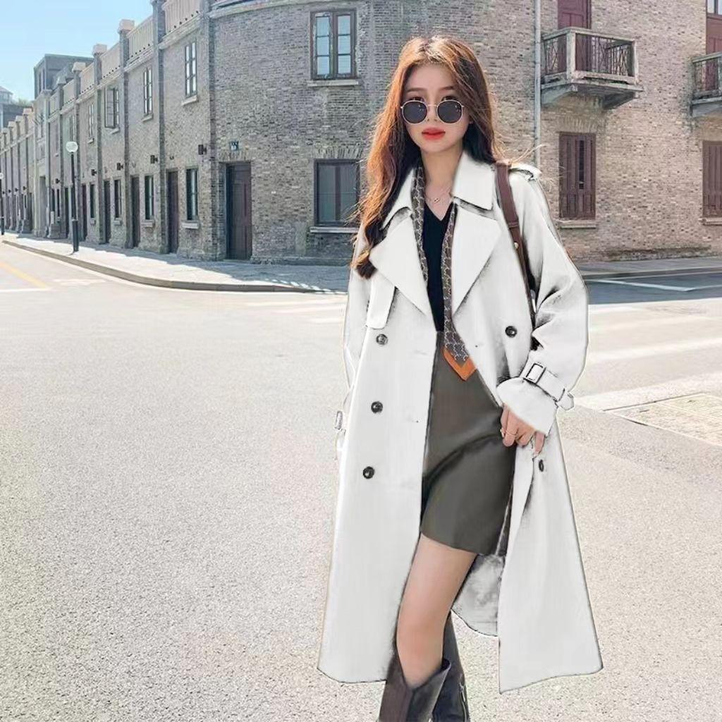 Long Trench Coat for Women with British Style and Fashionable Clothes