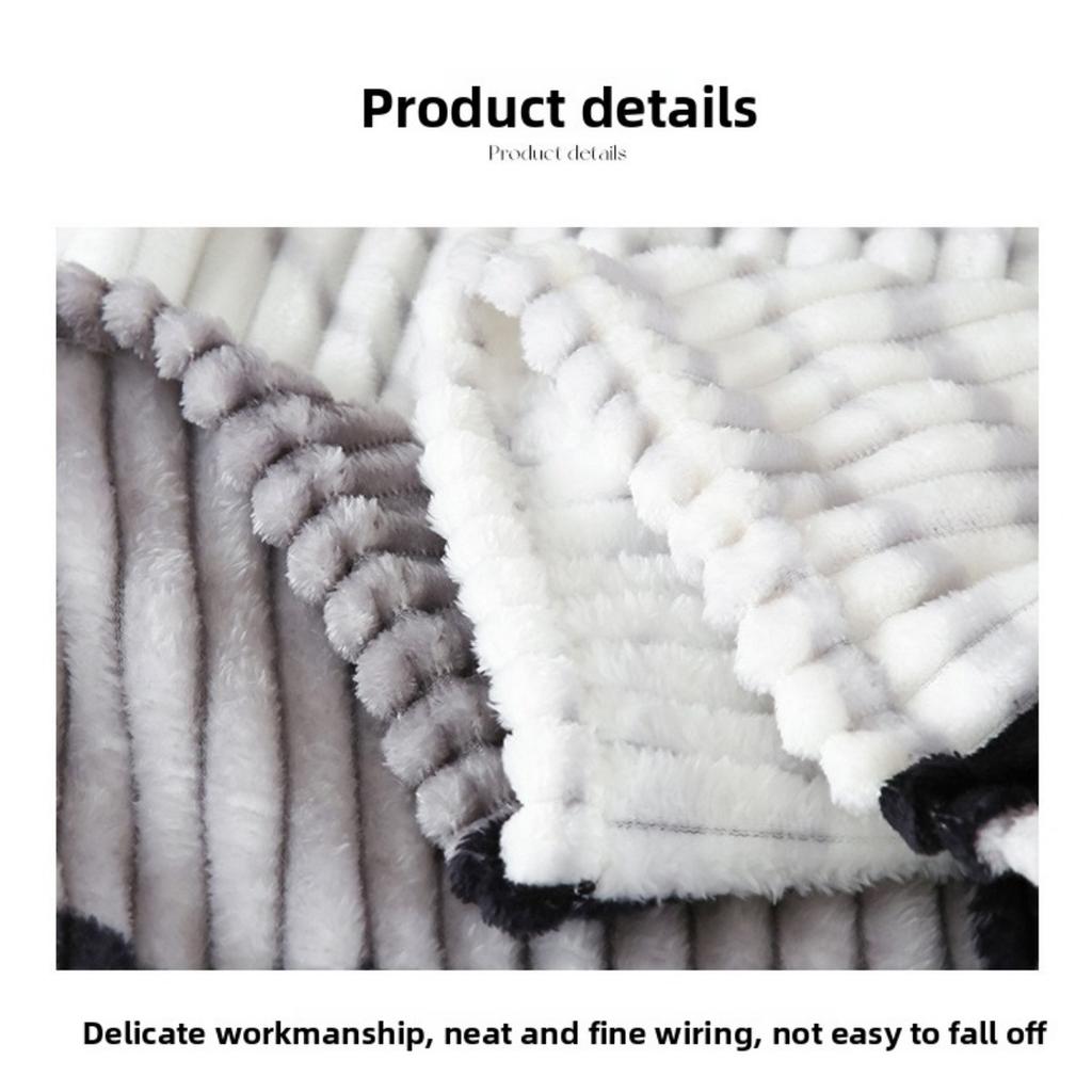 High-quality Milk Velvet Blanket with Geometric Square Print, Suitable for Bed, Travel, and Car Use. Made of Soft and Comfortable Polyester Fabric