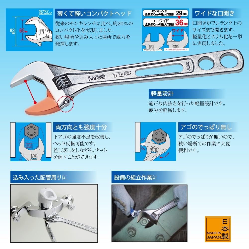 Топ Эко Широкий Тонкий Легкий Широкий Разводной Ключ Отверстие Разводной Ключ части Цубаме Сандзё Сделано в Японии (ТОП) 12~46мм 6 HY-42