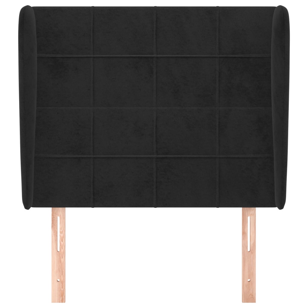 Headboard with Wingback in Black 93 x 23 x 118 128 cm Velvet