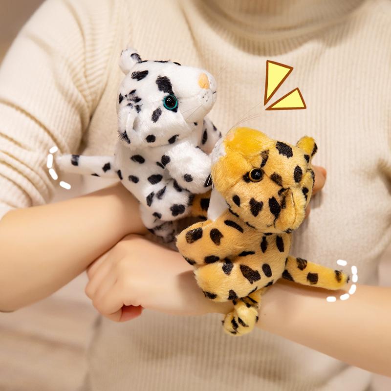 Stuffed Animal Panda Giraffe Leopard Tiger Elephant Slap Bracelet for Kid Hand Ring Wristband Soft Plush Wrist Creative Toy Gift