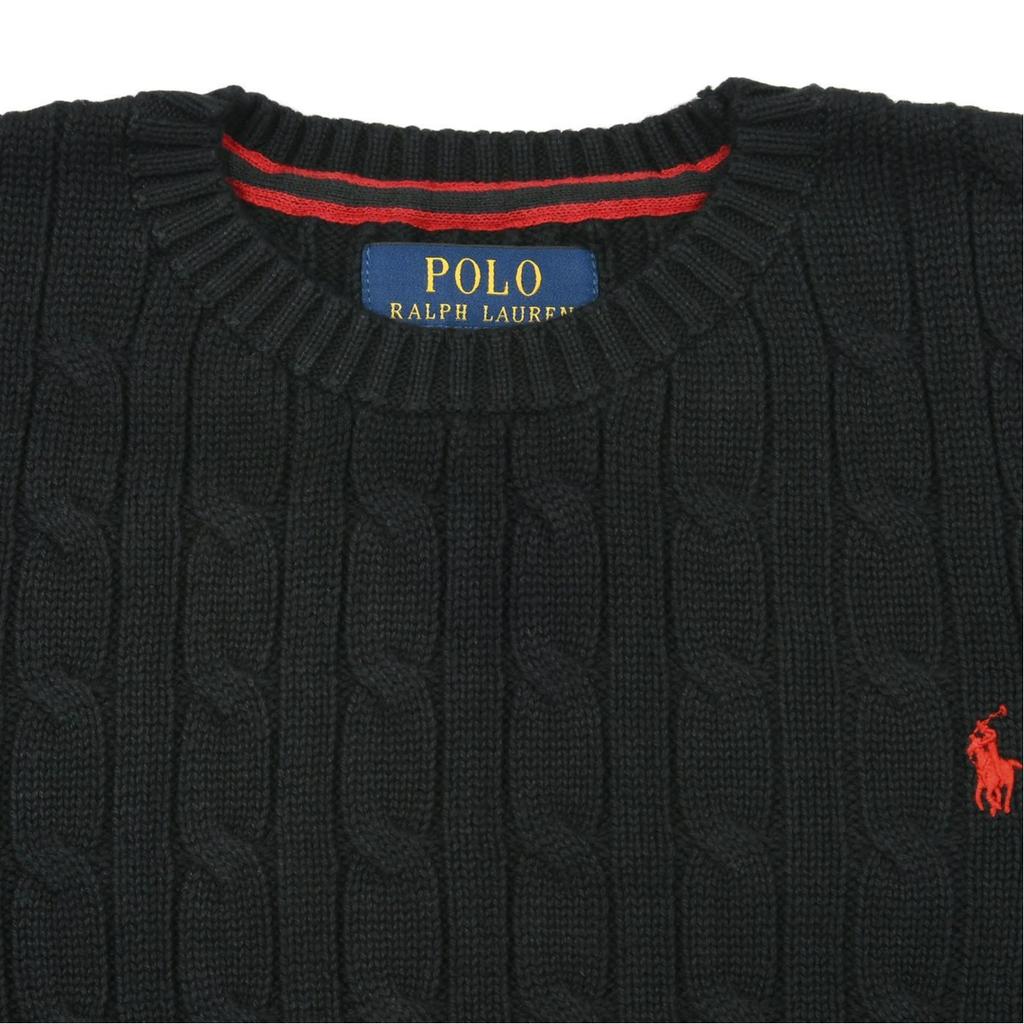 Polo Ralph Lauren однотонный вязаный свитер с круглым вырезом, детский свитер, черный 323702674-061