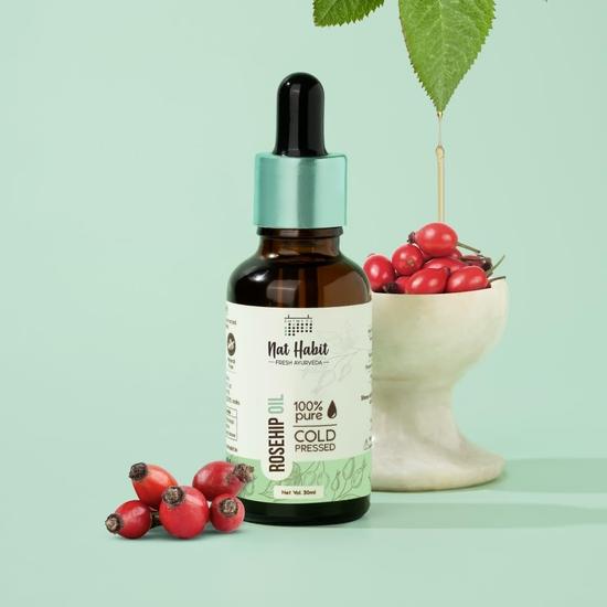 Nat Habit Pure Rosehip Oil, чистое масло шиповника холодного отжима для глубокого увлажнения, гладкой и сияющей кожи, 30 мл