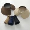 Hat Big Brim Sun Visor Roll-Up Beach Cap Bow Empty Top Cap Weave Sun Cap Sun Hat Packable Straw Hat