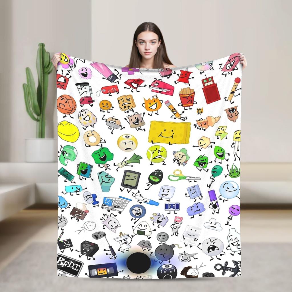 Cartoon Blankets Bfdi Flannel Funny Warm Throw Blanket for Home Autumn/Winter