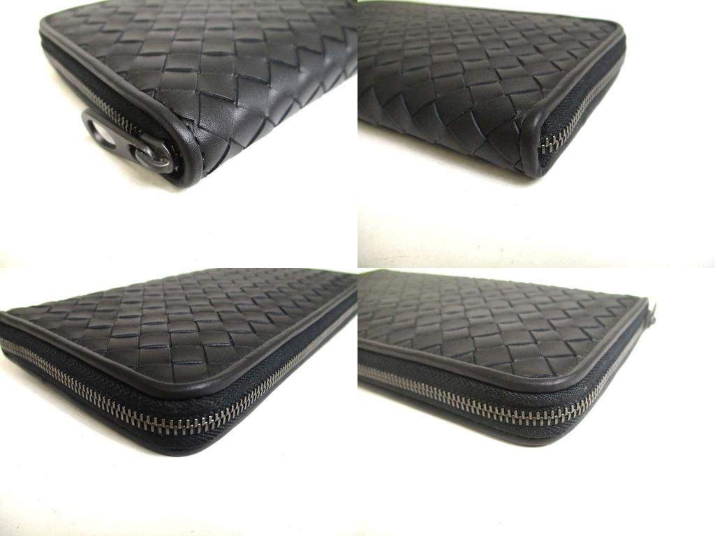 Подлинный кошелек BOTTEGA VENETA Intrecciato из черной кожи с круглой молнией #a369, восстановленный