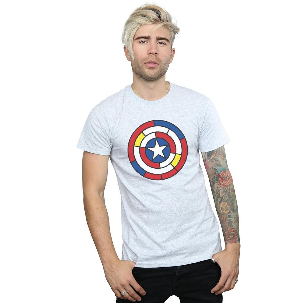 Marvel Mens Captain America Stained Glass Shield T-Shirt