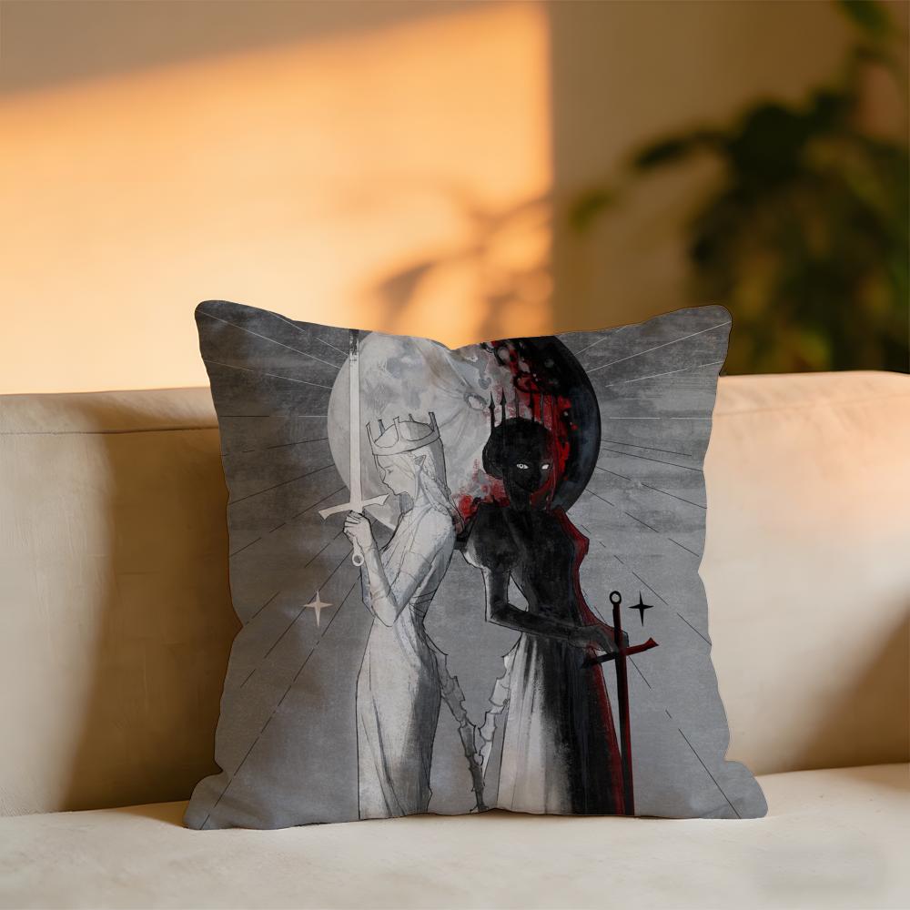 Angels And Demons Cushion Cover Cozy Velvet Throw PillowSoft Warm Cushion For Sofa Bed