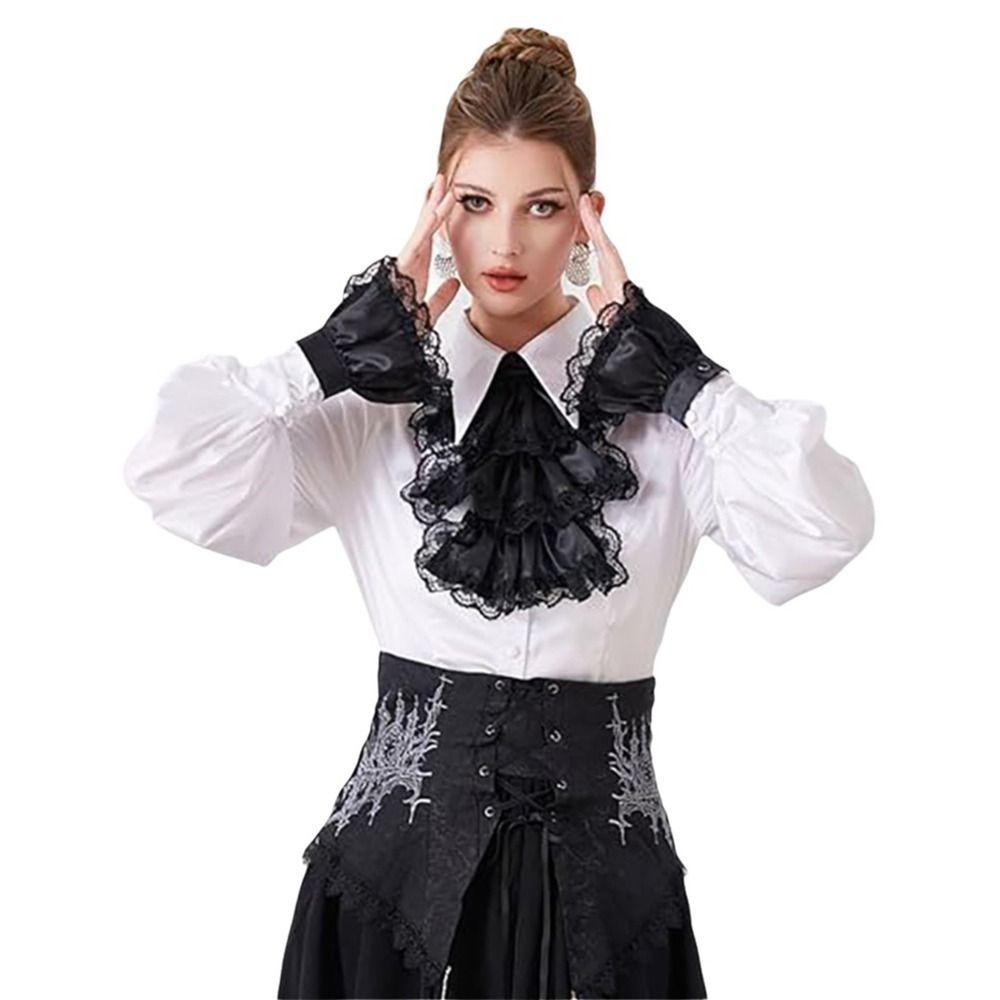 Ruffled Victorian Lace Jabot Victorian Style Collar Cuffs Set Accessory Set Cosplay Accessory