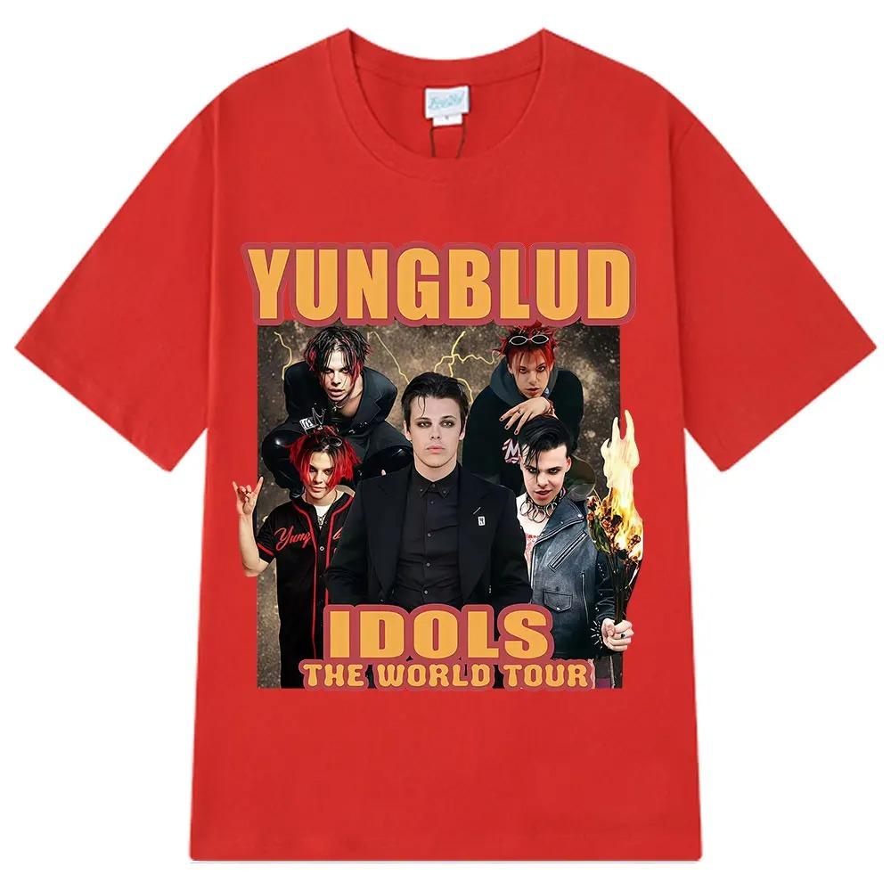 Рэпер Yungblud IDOLS Мировой тур 90-х Винтажная графическая футболка Унисекс Хип-Хоп Короткий рукав Повседневная Хлопок Женская и Мужская Футболка