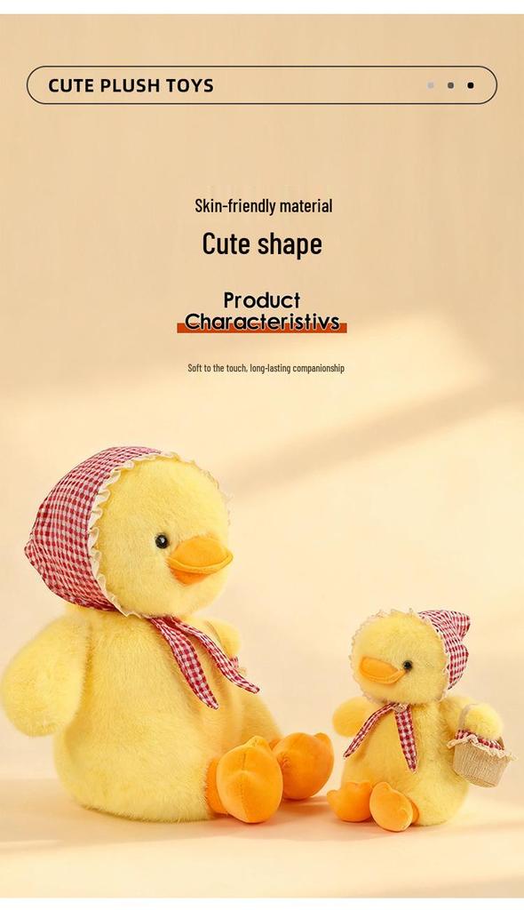 Yellow Duck Plush Toy with Scarf - Cute Little Doll Animal Figure, Perfect Birthday Gift Ornament