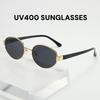 Retro Oval Sunglasses For Men And Women Street Photography Concave Design Outdoor Travel Tourism Uv Resistant Glasses