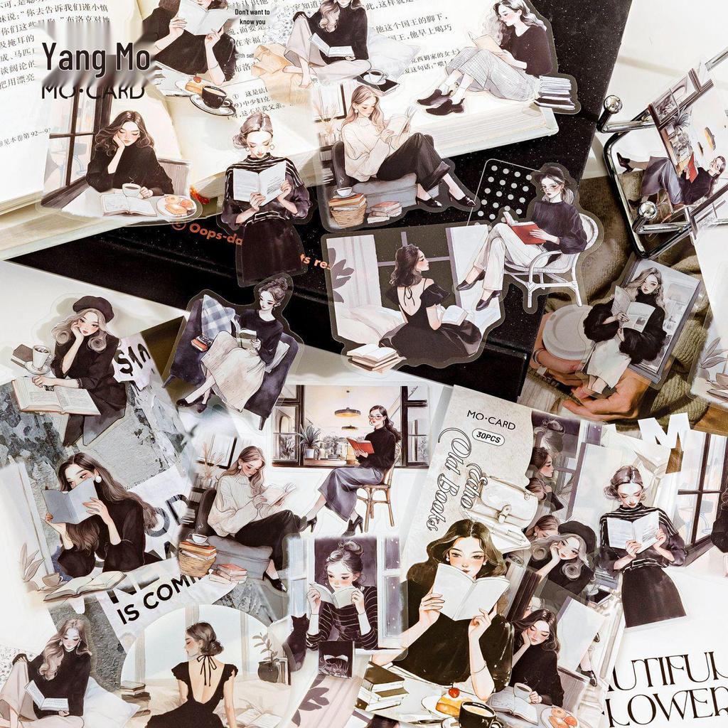 Наклейки Jilv Momo PET с белыми чернилами: Элегантная ретро серия для чтения для украшения DIY-журнала