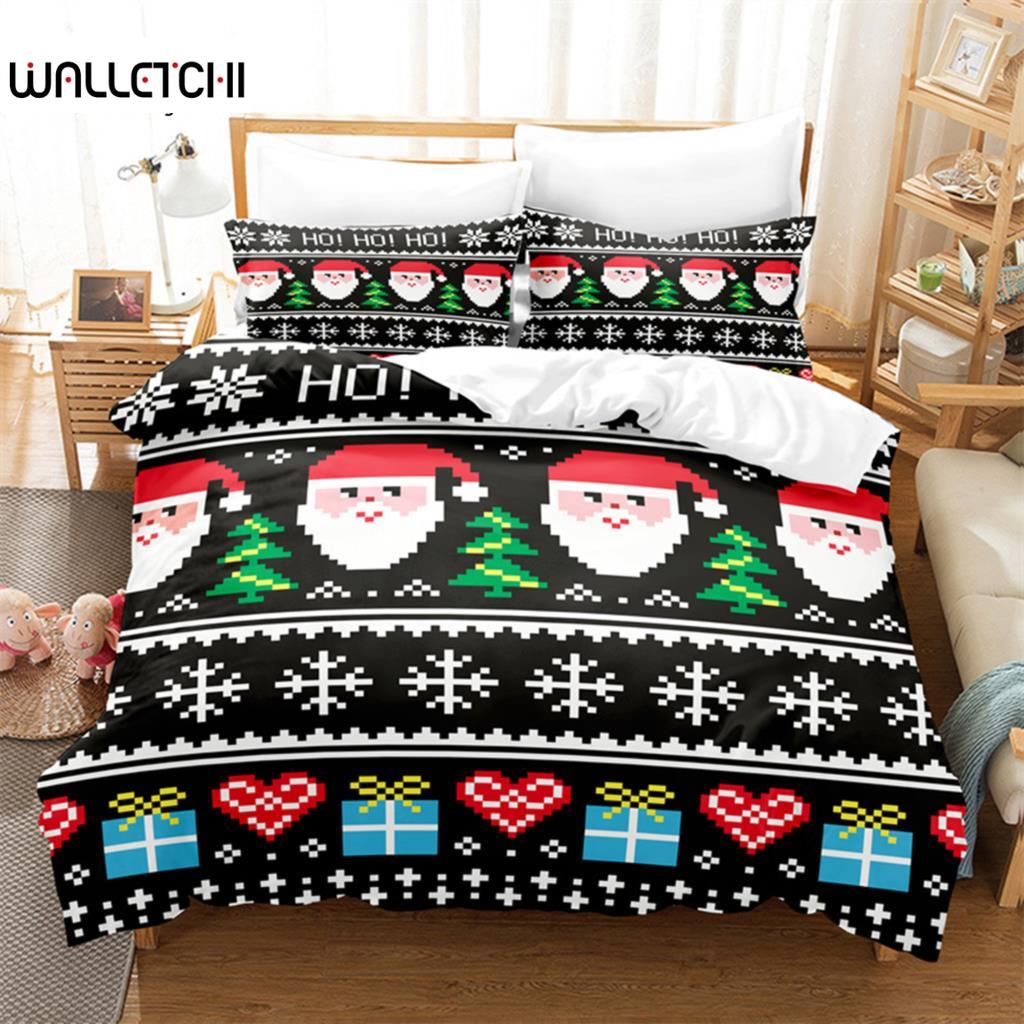 Рождественский комплект постельного белья, комплект пододеяльников Pixel Christmas, мягкий, удобный, дышащий пододеяльник, для декора спальни и гостевой комнаты