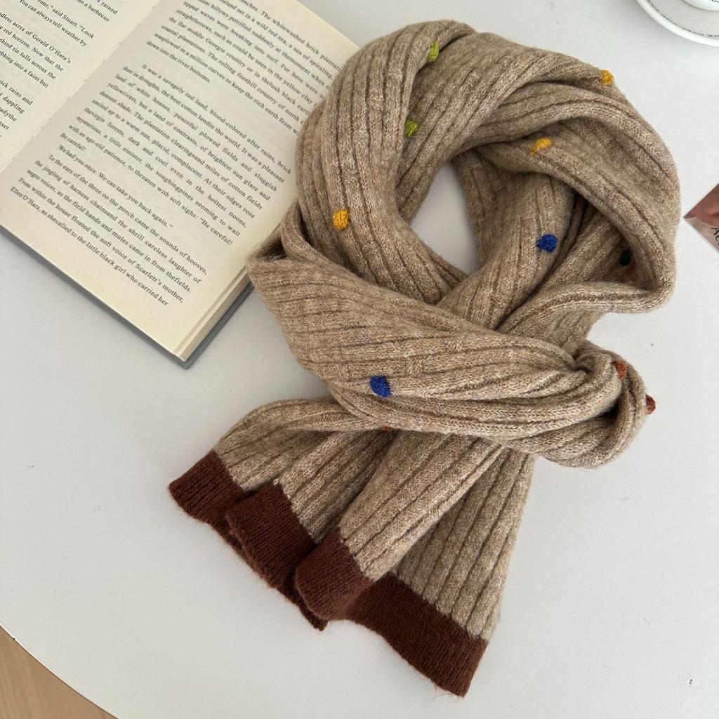 Solid Color Knitted Scarf for Women Winter Soft Student Couple Knitted Scarf