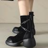 Fashion Women Shoes High Quality Suede Leather Back Zipper Women Ankle Boots Winter Round Toe Short Barrel Platform Increase Height Boot