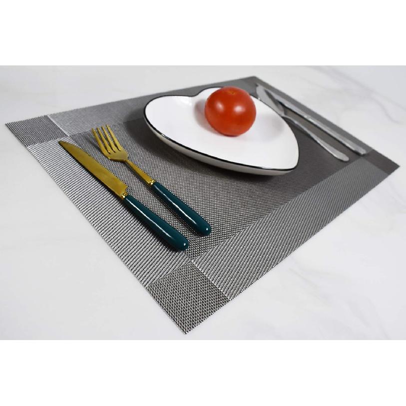 Non-Slip Placemats Set of 6, Heat Stain Ressietant Wipeable Kitchen Dining Table Decorations Easy to Clean Mats, Anti-Skid Vinyl Washable Place Matt