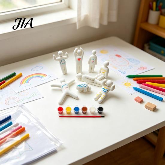 Handmade Art Collection 8Pcs Paintable Blank 3D Printed Chameleon Figurines, DIY Unpainted White Craft Project Model Kit with Painting Brushes,