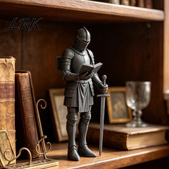 Офисный стол Средневековое украшение Рыцарь Декор книжной полки, Статуэтка-подставка для книг в доспехах, Готическое украшение для книжной полки в библиотеке, Детализированная фигурка в доспехах Замковая тематика
