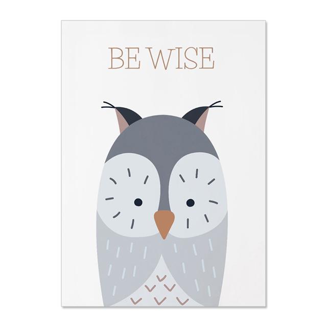 Пятнистый олень в шарфе, лиса, сова, медведь, холст, набор для детской комнаты, лес, настенное искусство, зимние животные, принты, декор для детской комнаты, без рамки