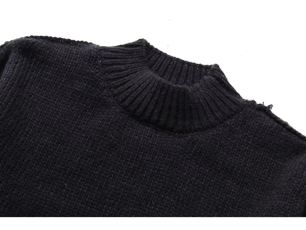 Женский трикотажный свитер с круглым вырезом в европейском и американском стиле на весну и осень 2024 года - A34318