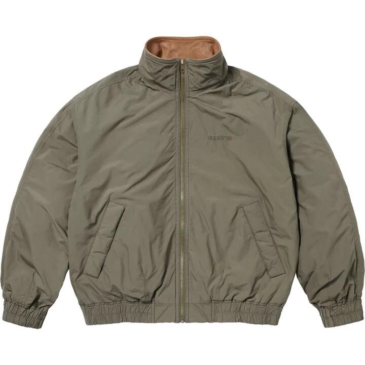 Supreme Куртка utility с кожаным воротником Оливковый