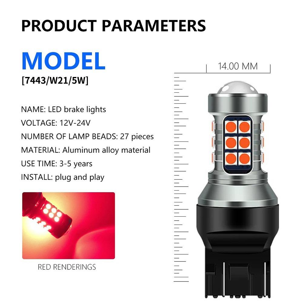 Super Bright 1156 P21W 1157 7440 7443 LED Brake Light Bulbs with Aluminum Body, 27 Pcs 3030 SMD for Car Tail Stop Lights