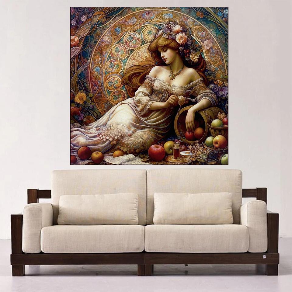 Diy Painting Europe Diamond 5d Woman Full Square Round Diamond Embroidery Set Mosaic Animals Art Home Decoration Gift