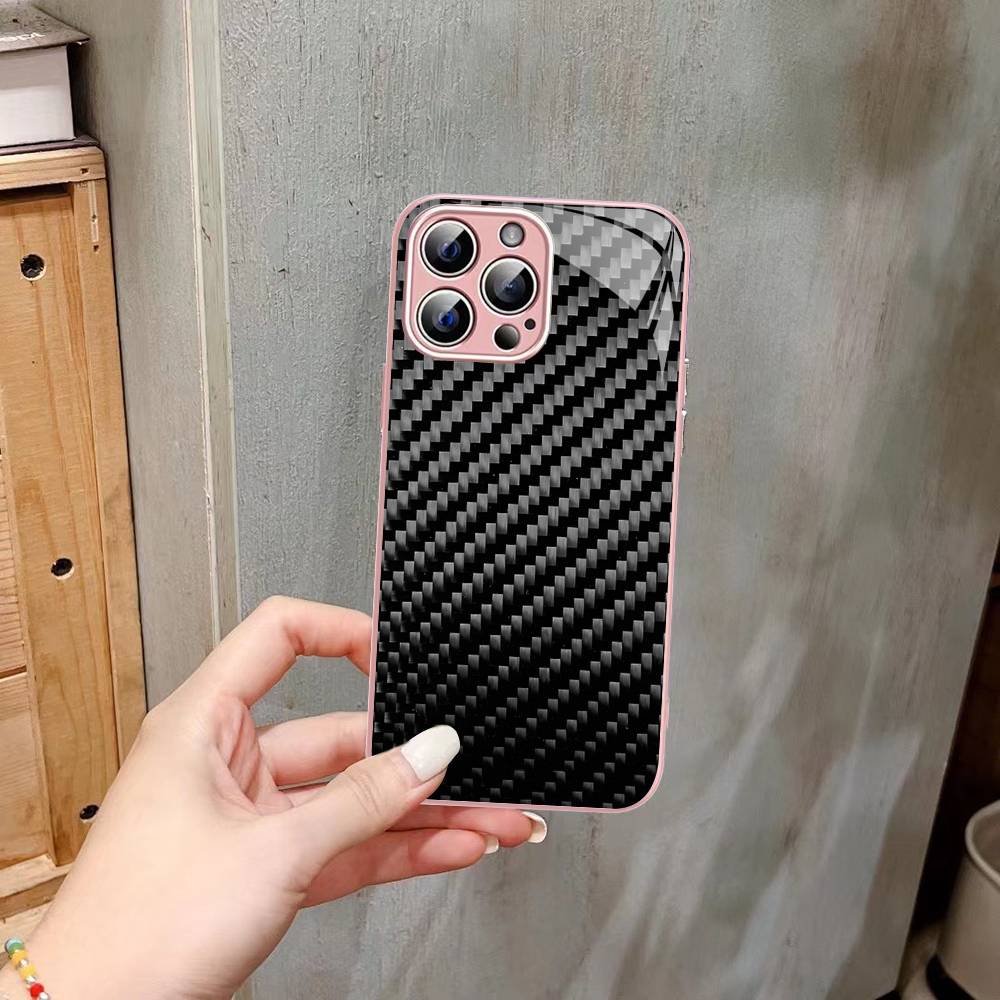Чехлы из кованого карбона Закаленное стекло Для iPhone 14 13 12 11 Pro Mini XS MAX 14Plus X XS XR Чехлы