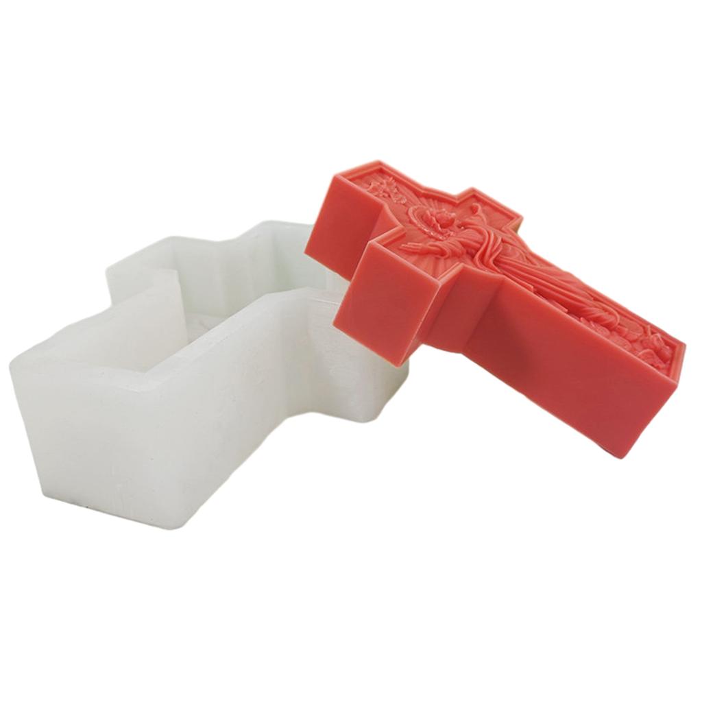 Religious Cross Candle Mold Scalpture Candle Mold for DIY Candle Gypsum Ornaments Home Decorations Epoxy Resin Casting