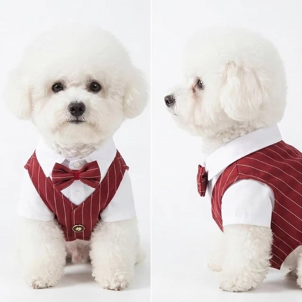 Button Closure Dog Wedding Suit Lightweight Small Dog Clothes Stylish Pet Tuxedo Outfit Party