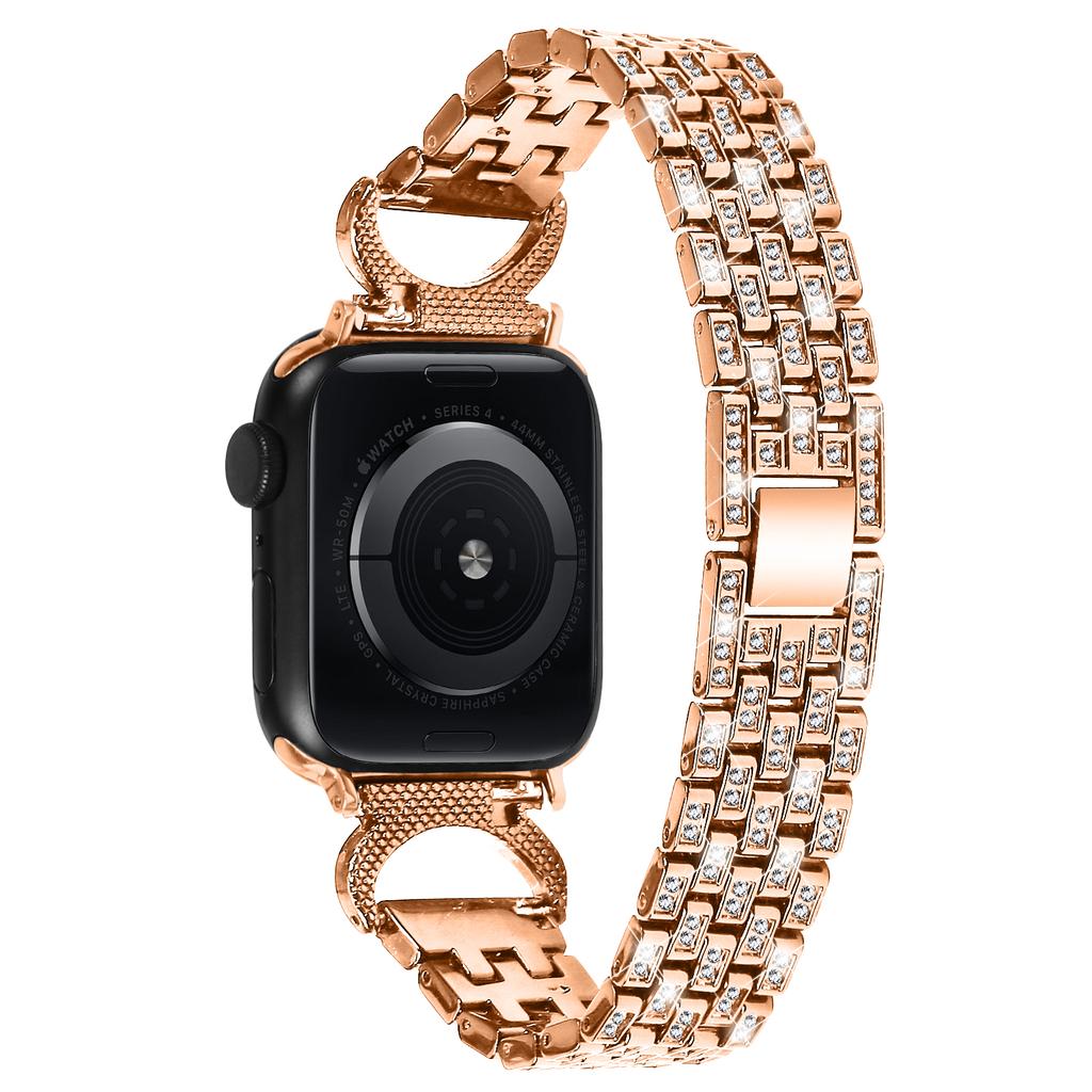 Bling Band Watch Strap for Apple Watch Series 10 42mm/9 8 7 41mm/SE (2023) SE (2022) SE 6 5 4 40mm/3 2 1 38mm Rhinestone Decor 5-Bead Watch Strap