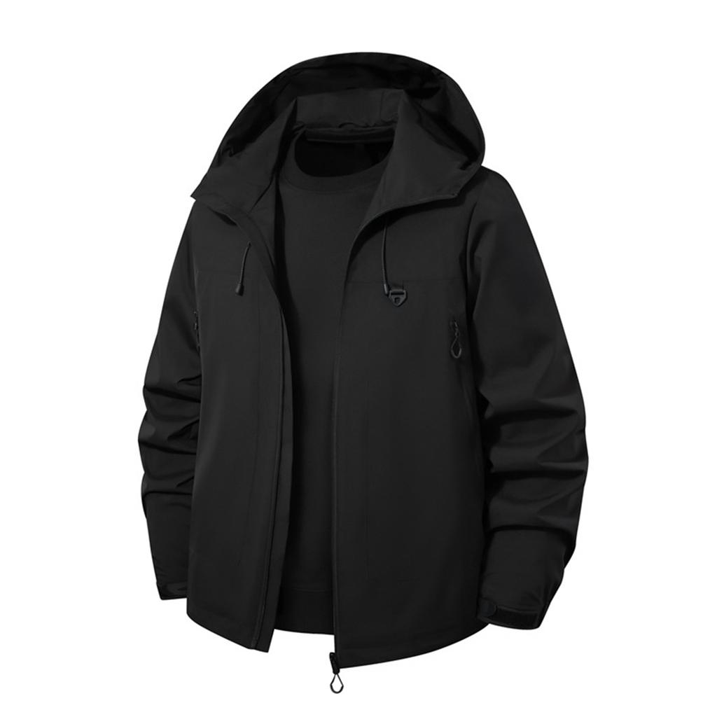 Men's Hooded Jacket Waterproof Wear-Resistant Casual Sports Outdoor Mountaineering Jacket