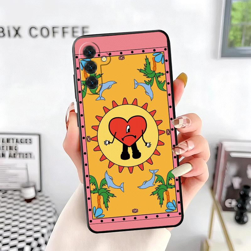 Bad Bunny Heart Soft Phone Case for Samsung A17 A37 A57 A16 A26 A36 A56 A15 A25 A35 A55 A14 A24 A34 A54 A13 A23 A33 A53 A52 A12