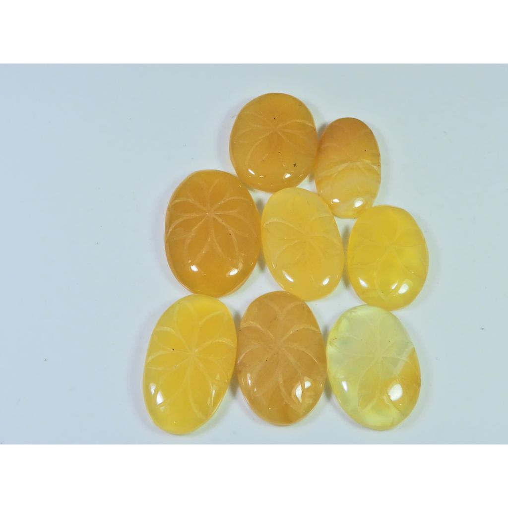 8Pcs Natural Onyx Agate Carving Oval Cabochon Loose Gemstone Lot 246Cts. A-834