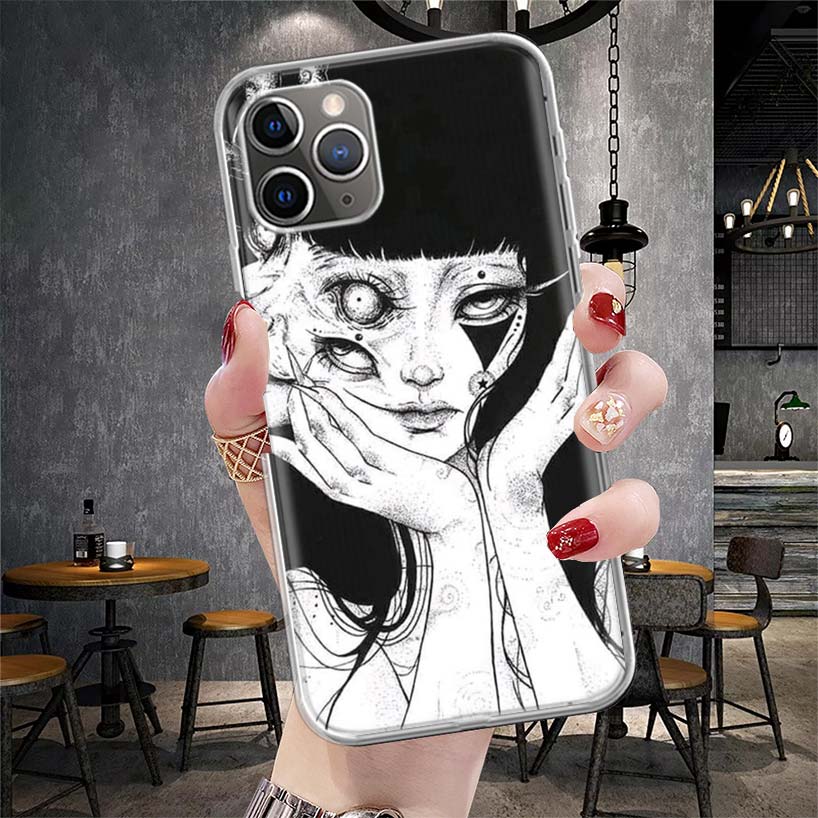 Japanese Horror Manga Style Phone Case For Apple iPhone 17 Air 16 15 Plus 14 + 13 Mini 12 11 Pro Max 7 8 SE 16Max Soft Shell Cov